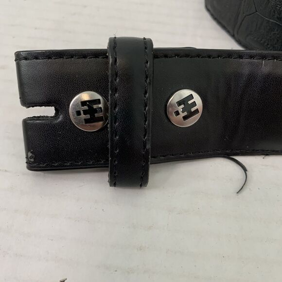 Vtg Case IH Agricultural Mens 40 Leather Belt Black Western Concho Woven - Picture 2 of 8